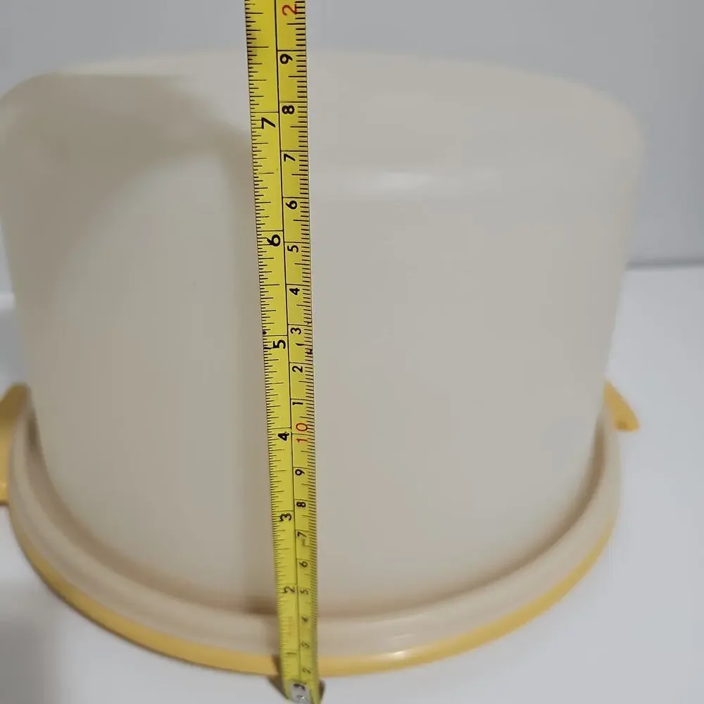 Vintage Tupperware Cake Carrier 684-5 & 683-5 Gold Harvest Round Pie Storage